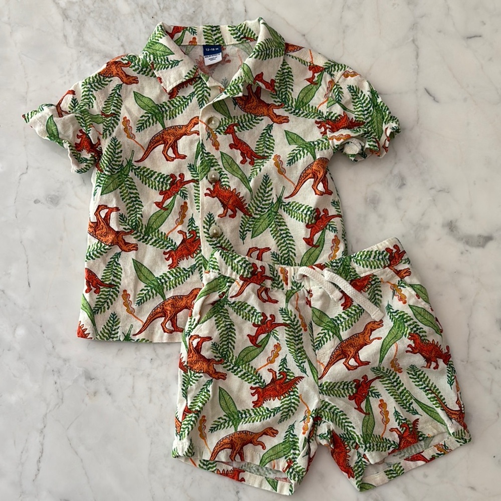 Old Navy Printed Linen-Blend Shirt and Shorts Set for Baby 12-18 Months
